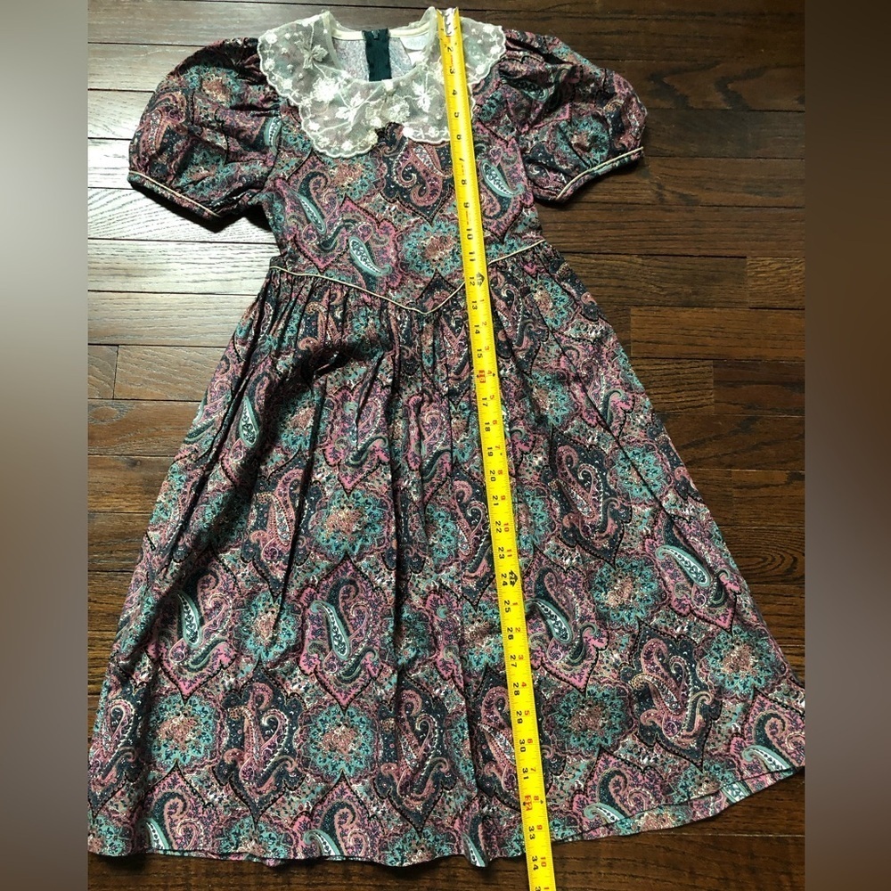 *VGUC* Rare Editions Girls 7 Vintage Purple Paisley Short-Sleeved A-Line Dress - Picture 9 of 15